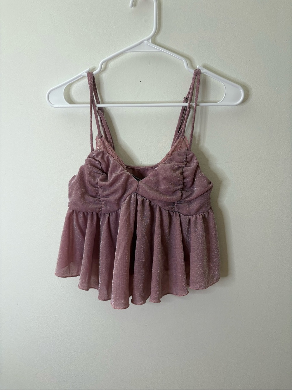 Princess Polly Shimmery Peplum Cami in Dusty Rose